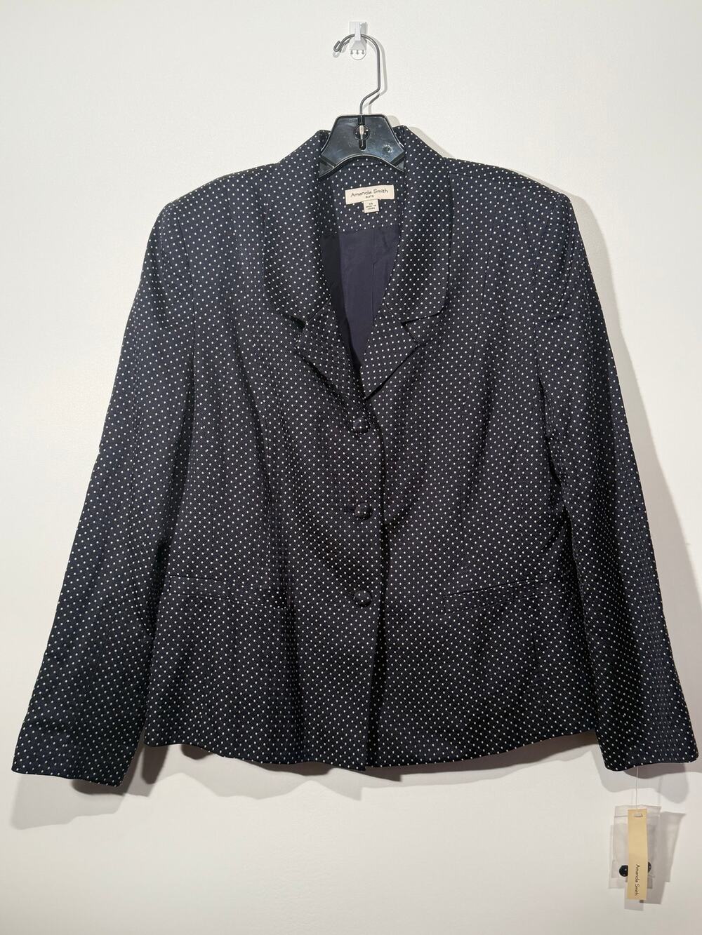 Amanda Smith Women's 16 Polka Dot Navy Blazer Suit Jacket NWT